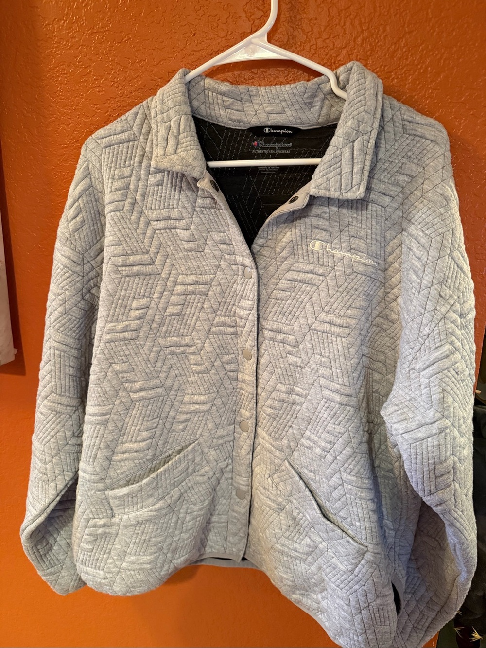 Champion Light Gray Quilted Teddy Jacket